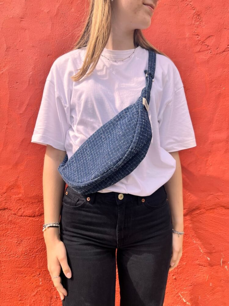 Baggy denim met ingeweven blokjesstructuur - Afbeelding 2