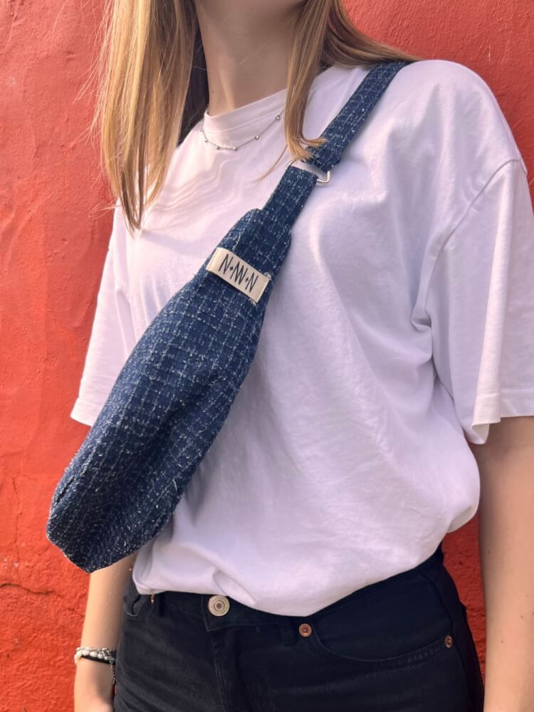 Baggy denim met ingeweven blokjesstructuur - Afbeelding 3