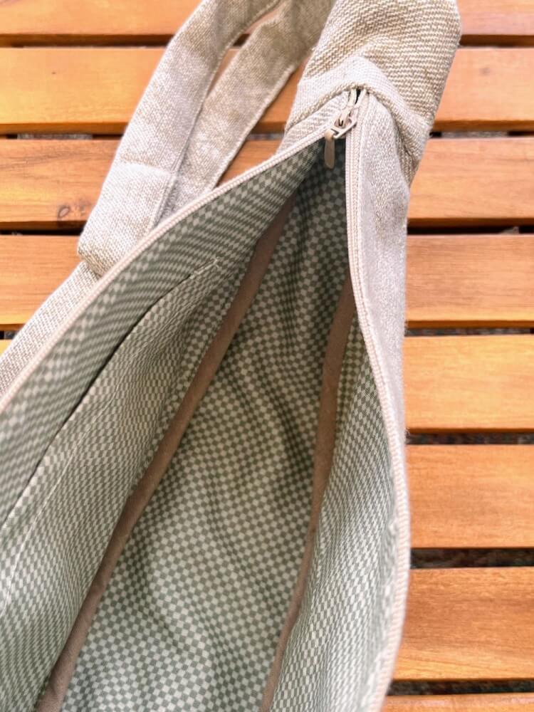 Baggy zandkleur met geblokte voering - Afbeelding 3